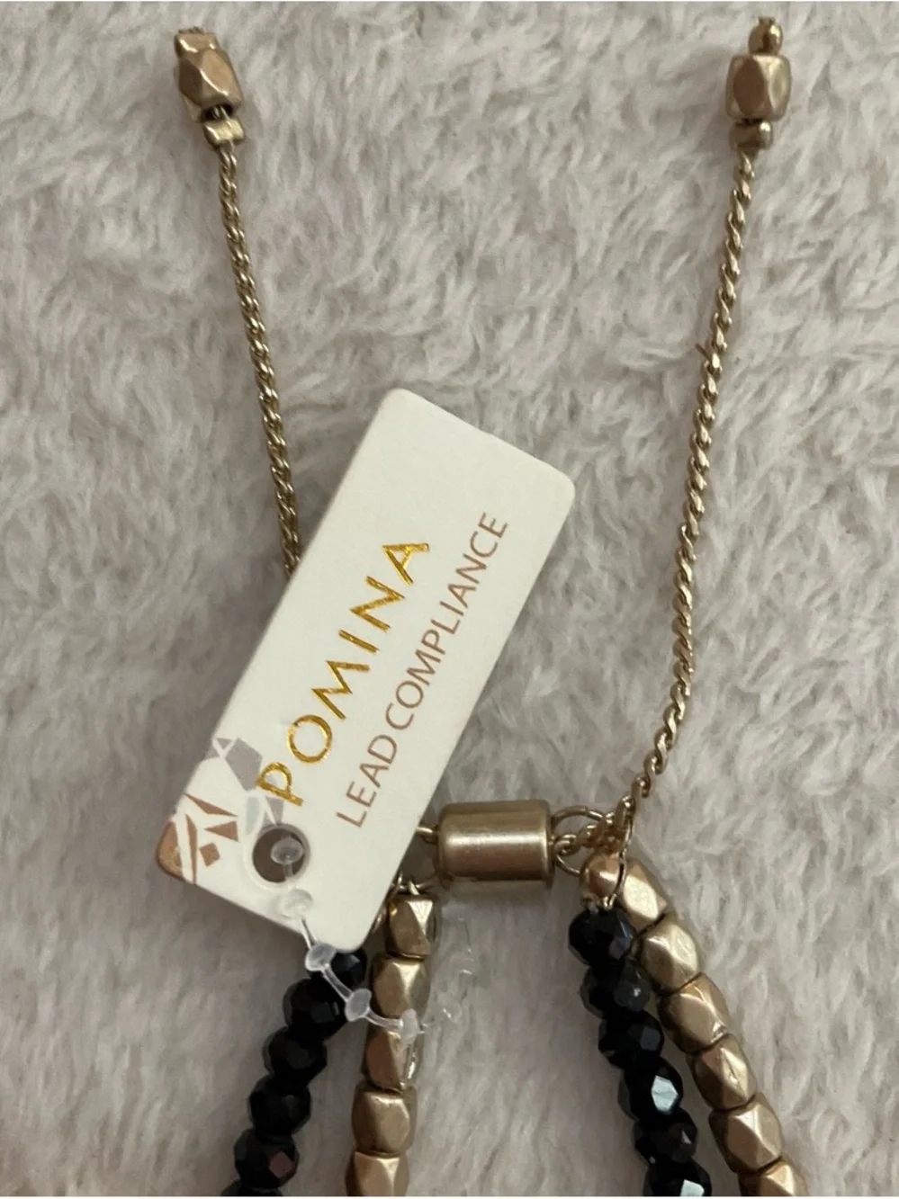 Pomina Black and Gold Beaded Layered Bracelet